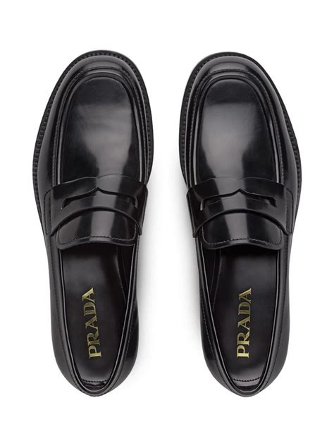 prada black loafers mens|Prada brushed leather loafer.